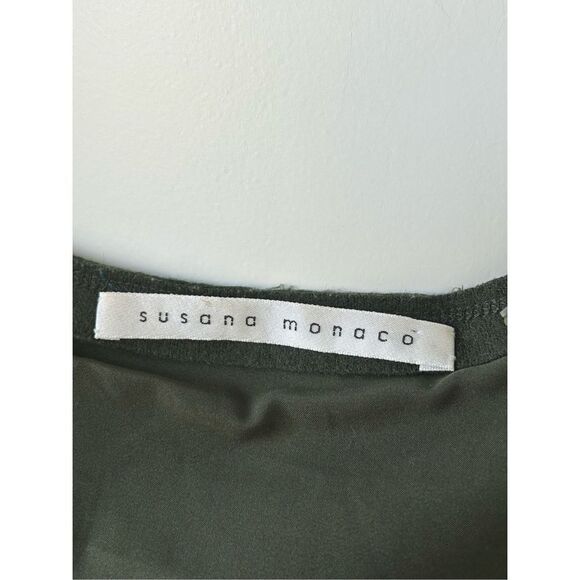 Susana Monaco Pleated Details Cap Sleeve Wool Shift Dress Womens Green Size 6 - Picture 4 of 5